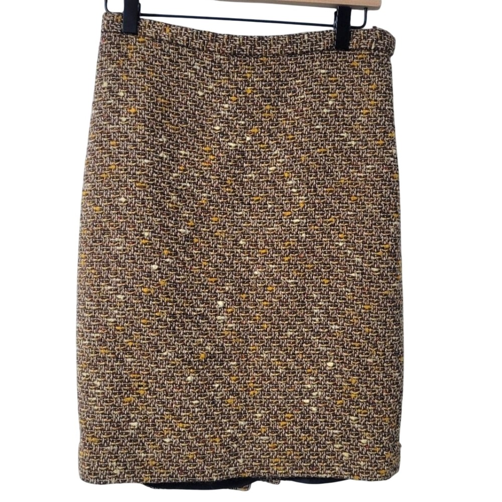 Ann Taylor LOFT Petites Brown Tweed Wool Blend Pencil Skirt Size 2P Professional